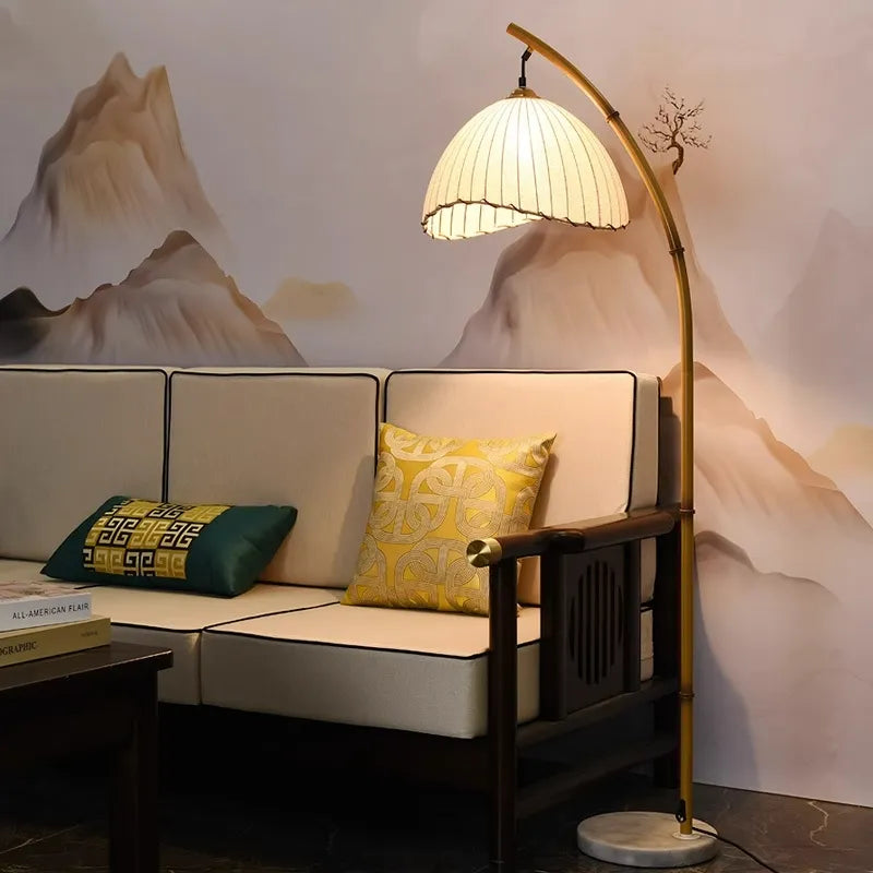 Stylish Designed Handmade Bamboo Lamps For Home Decor Floor Hotel And Restaurant Supplies Pure Bamboo Wood Lamp With Iron Stand