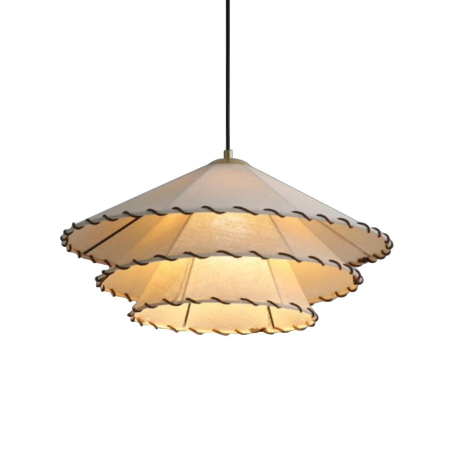 Stylish Three Layers Handmade Fabric Lamps For Home Decor Floor Hotel And Restaurant Supplies Hanging Floor Lamp With Metal Body