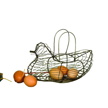 Farmhouse Kitchenware Metal Basket Solid Iron Egg Holder for Fruits and Vegetables Elegant Storage Basket for Your Centerpiece