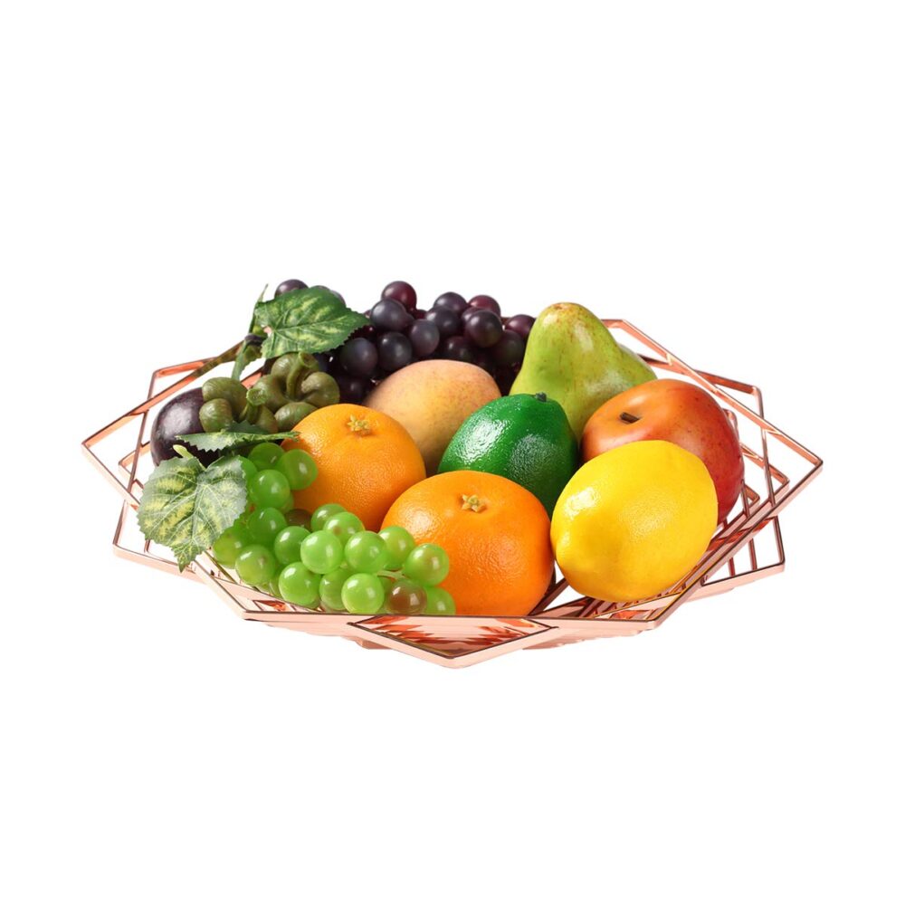 Copper Metal Wire Basket in Elegant Design with Slate Base Ideal for Decorative Fruit Storage and Tabletop Centerpiece - Image 8
