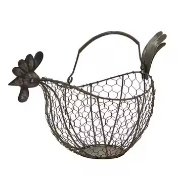 Wire Basket Utensils Holder Egg Basket Chicken Shape Iron Hen Shape for Kitchen and Home Storage Baskets Iron Steel Metal Black
