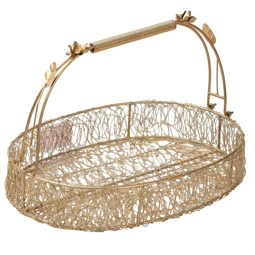 Gold Plated Metal Basket in Premium Quality With Stylish Design Perfect for Living Room and Kitchen Food Storage Rack - Image 4