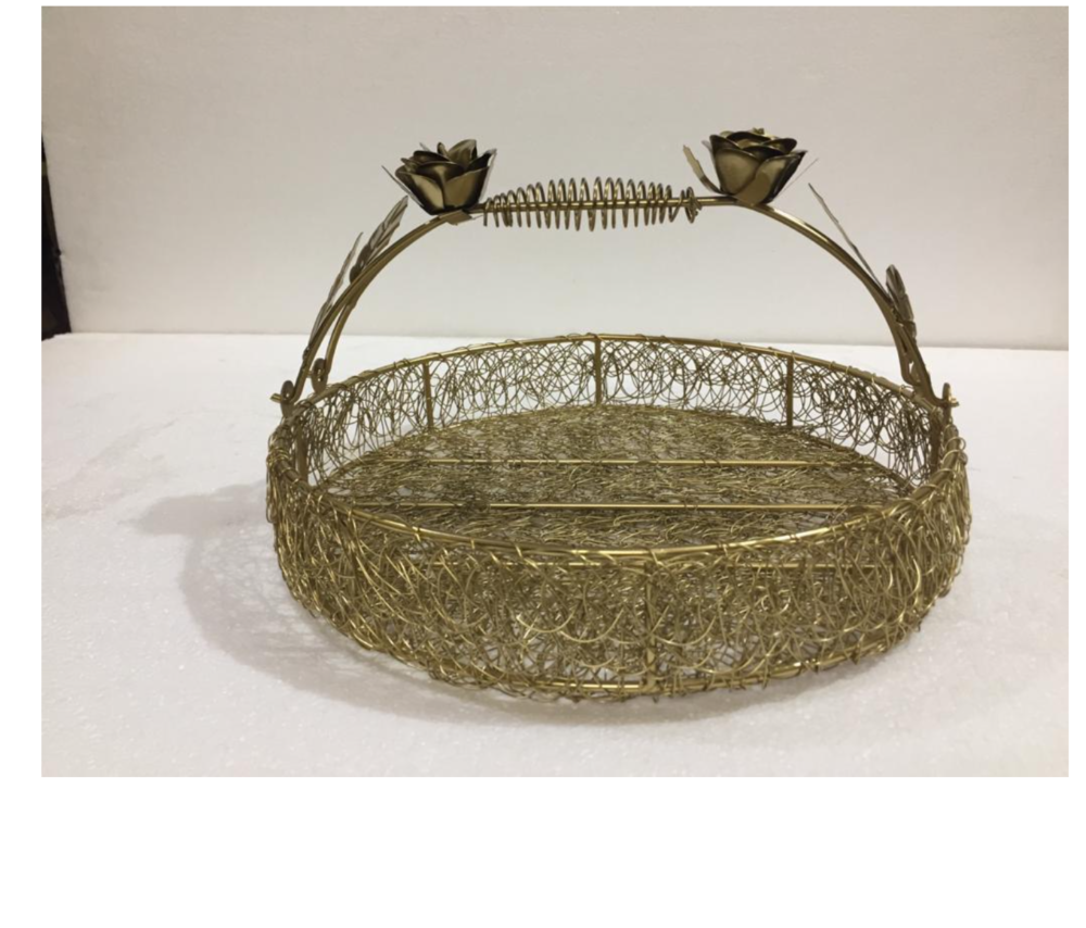 Gold Plated Metal Basket in Premium Quality With Stylish Design Perfect for Living Room and Kitchen Food Storage Rack - Image 3