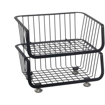 Wholesale 2-Tier Stylish Metal Basket Iron Household Organizer for Fruit and Vegetable Storage for Kitchen and Home Use