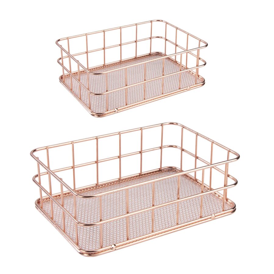 Superior Black Powder Coated Mesh Baskets in Metal Perfect for Wall Hanging Storage in Home Kitchen Storage Crockery Holders