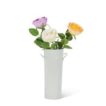 Tall Bucket With Handles in White Metal Flower Vase With Rustic Finished Perfect for and Stylish Home Decor Accents Luxury Decor