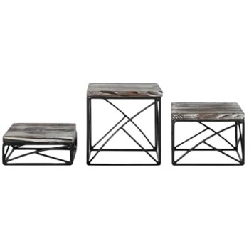 Set of 3 Iron Pizza Dessert Stands Different Sizes Black Wooden Top Tableware Riser Stand for Hot Selling Metal Luxury Items