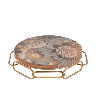 Medium Size round Metal and Wooden Pizza Display Stand Enamel Design Quality Kitchenware with Stylish Stand