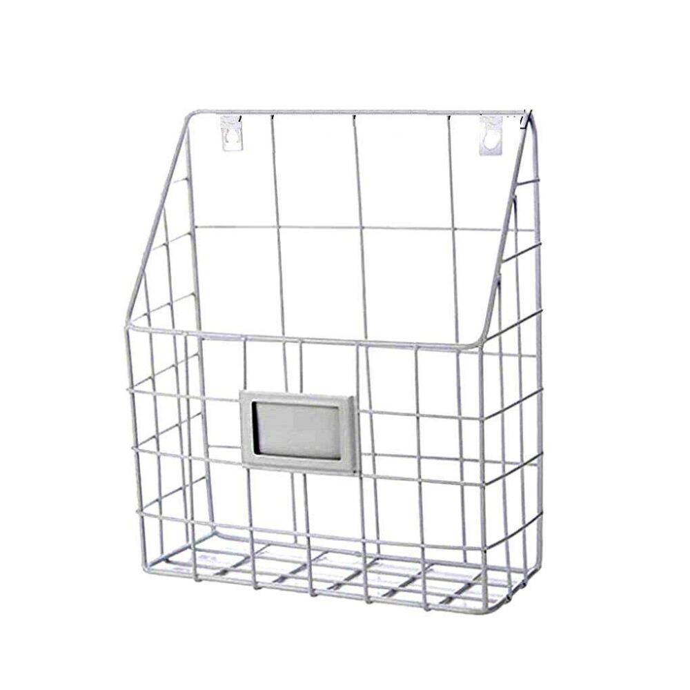 Large Wrought Iron Wall Basket White Powder Coated Finished Perfect for Home Storage and Organization Solution - Image 10