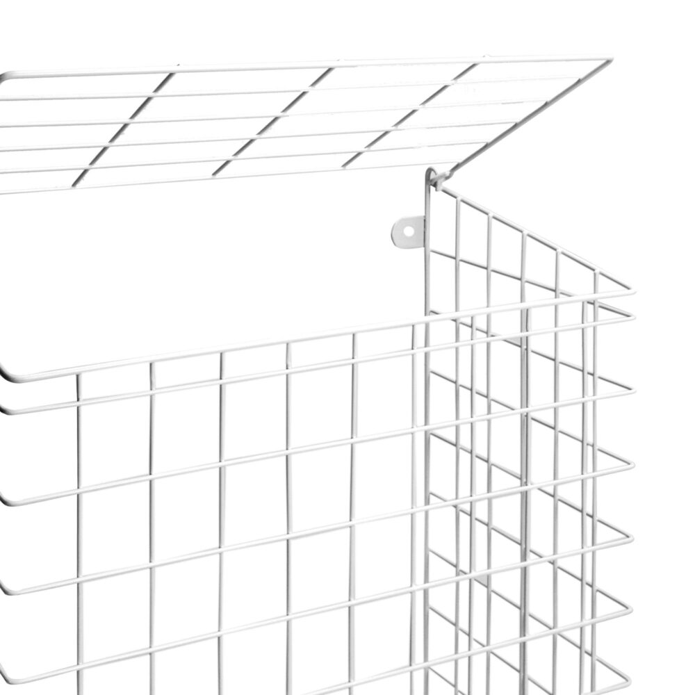 Large Wrought Iron Wall Basket White Powder Coated Finished Perfect for Home Storage and Organization Solution - Image 2