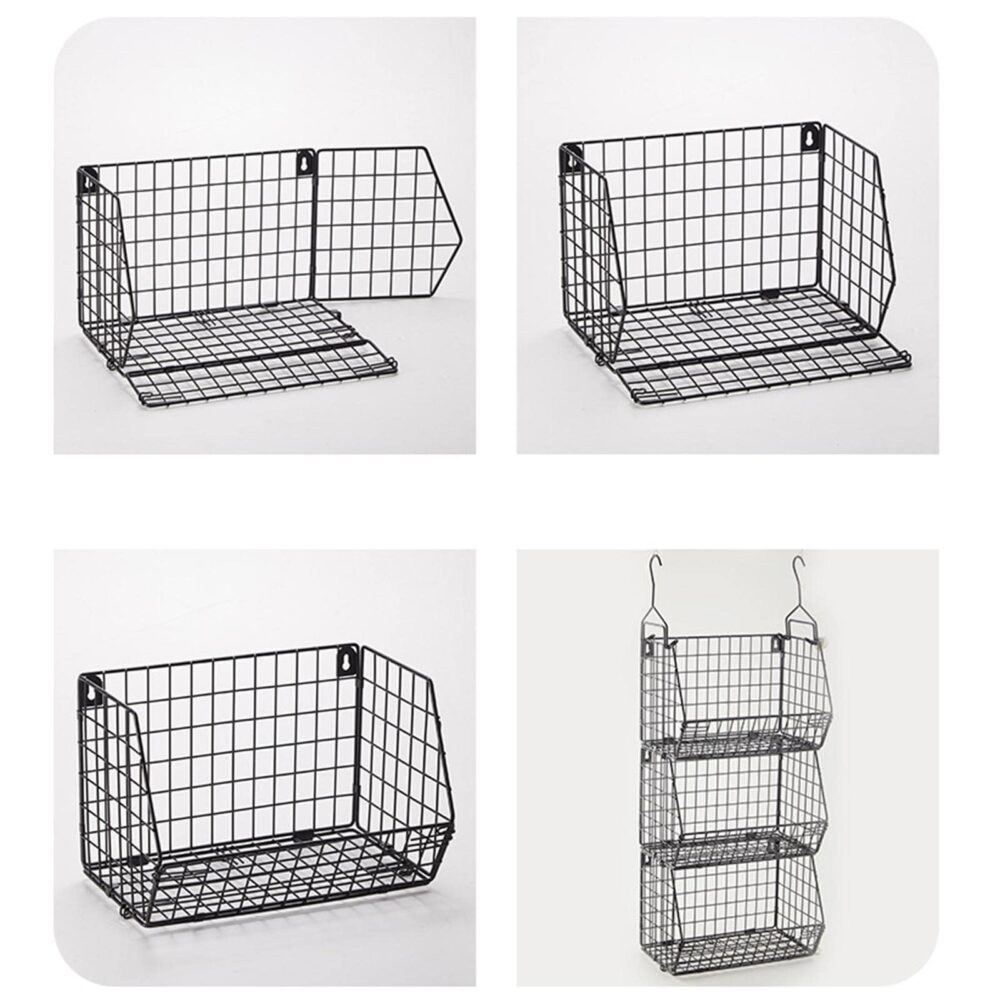 Large Wrought Iron Wall Basket White Powder Coated Finished Perfect for Home Storage and Organization Solution - Image 4