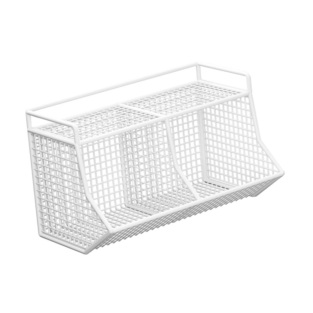 Large Wrought Iron Wall Basket White Powder Coated Finished Perfect for Home Storage and Organization Solution - Image 3