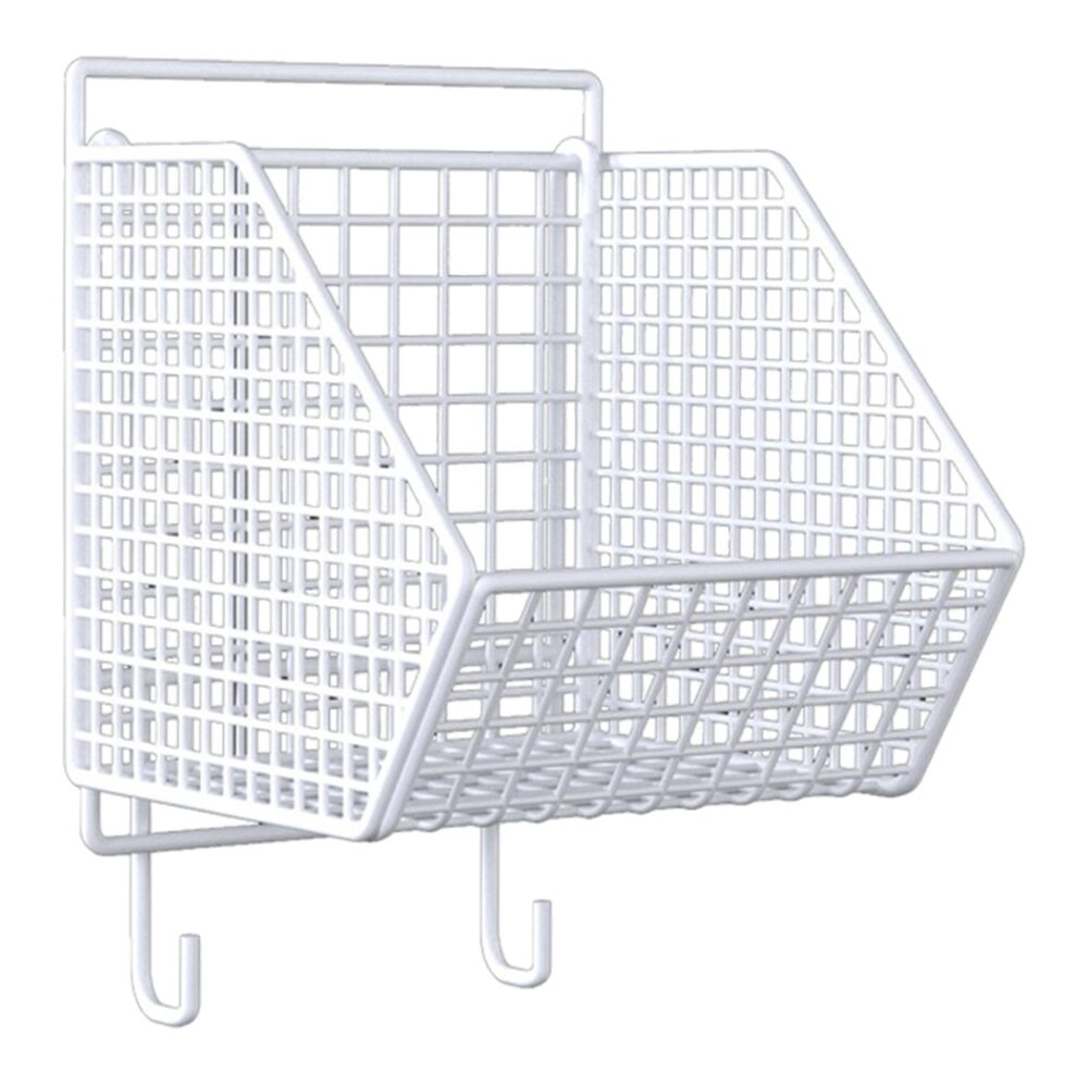 Large Wrought Iron Wall Basket White Powder Coated Finished Perfect for Home Storage and Organization Solution - Image 6