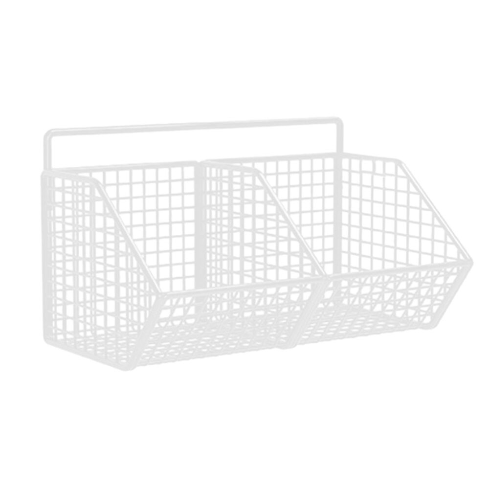 Large Wrought Iron Wall Basket White Powder Coated Finished Perfect for Home Storage and Organization Solution - Image 9