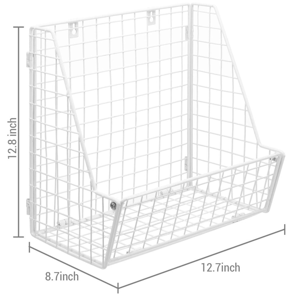 Large Wrought Iron Wall Basket White Powder Coated Finished Perfect for Home Storage and Organization Solution - Image 7