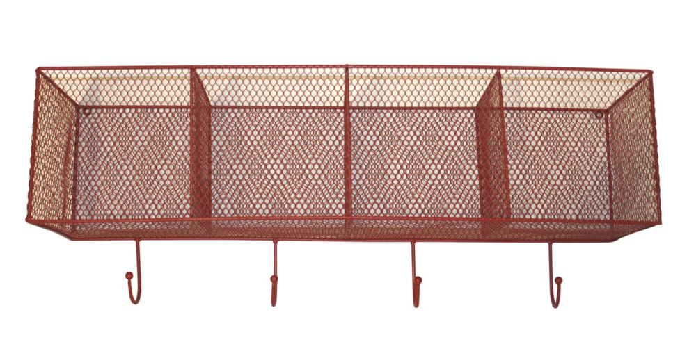Classic Rectangle Shape Wall Mounted Basket in Metal with Red Coated Finished Perfect for Home Decorative Storage Solution - Image 11
