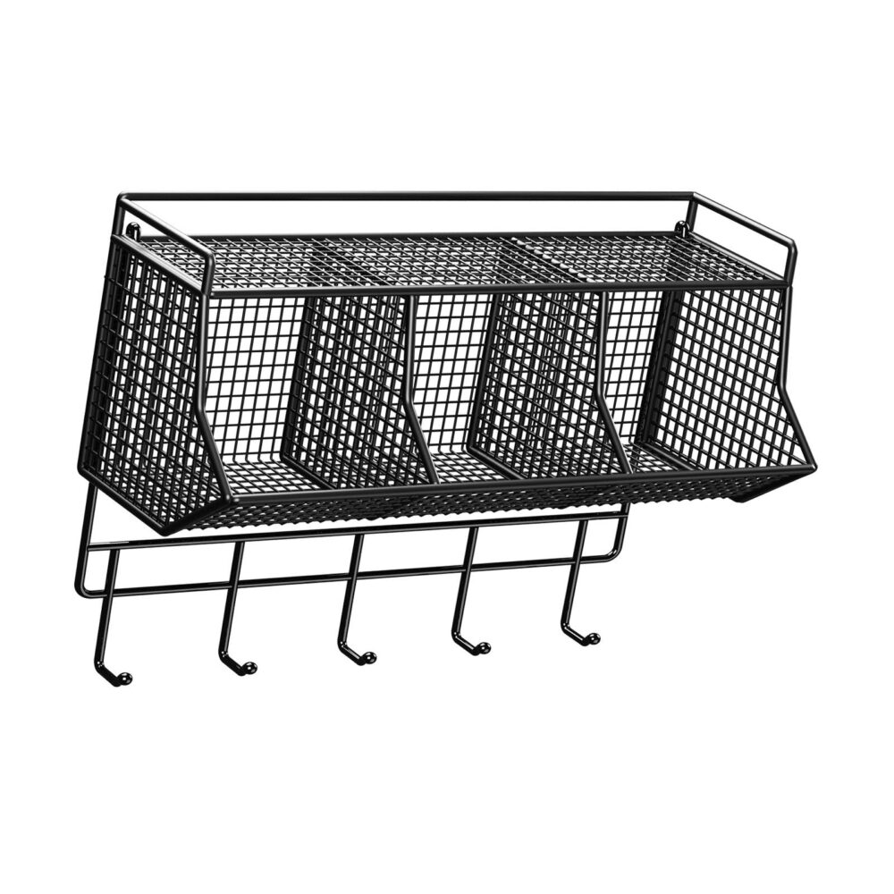Classic Rectangle Shape Wall Mounted Basket in Metal with Red Coated Finished Perfect for Home Decorative Storage Solution - Image 5