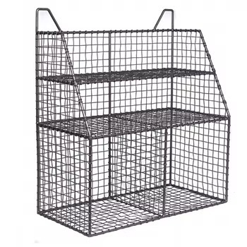 Premium Metal Iron Storage Basket With Black Coated Finished Perfect for Wall Mounted Indoor Kitchenware Use 4 Compartments
