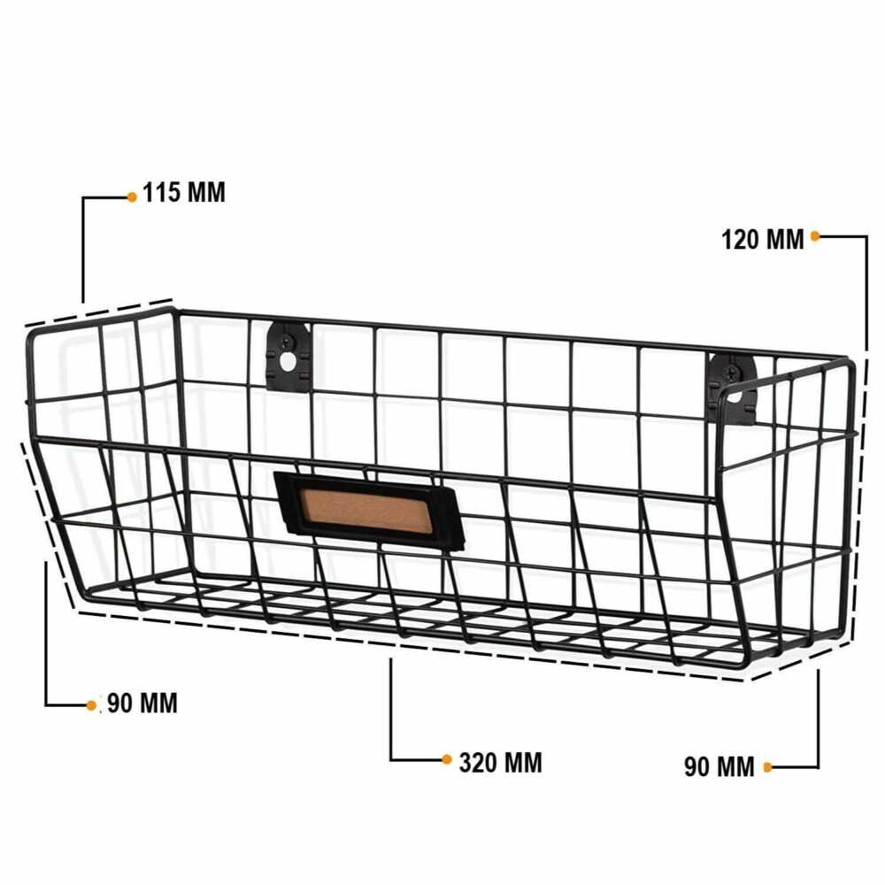 Set of 2 Wall Mounted Storage Baskets in Metal Iron Latest Design Perfect for Stylish Home and Kitchenware Use - Image 5