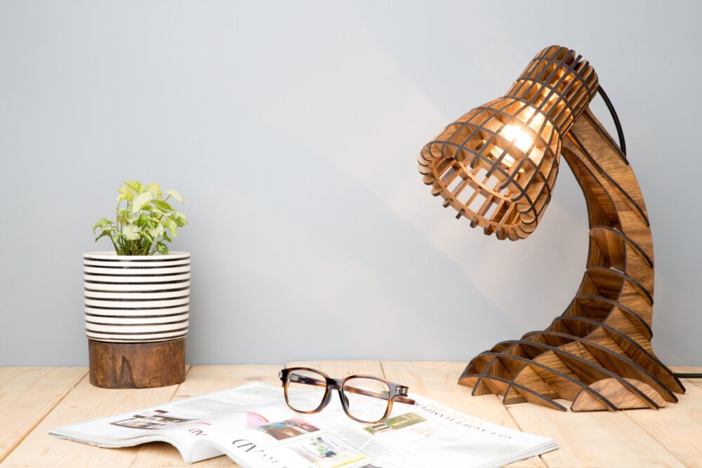 Elegant Handmade Wooden Table Lamp Made With Mango Acacia Bamboo Wood For Home Office Hotel Restaurant Bedroom Living Decoration - Image 4