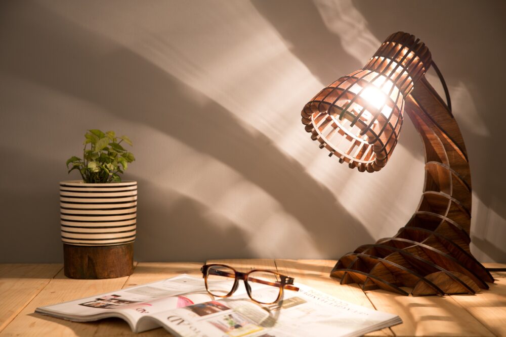 Elegant Handmade Wooden Table Lamp Made With Mango Acacia Bamboo Wood For Home Office Hotel Restaurant Bedroom Living Decoration - Image 6