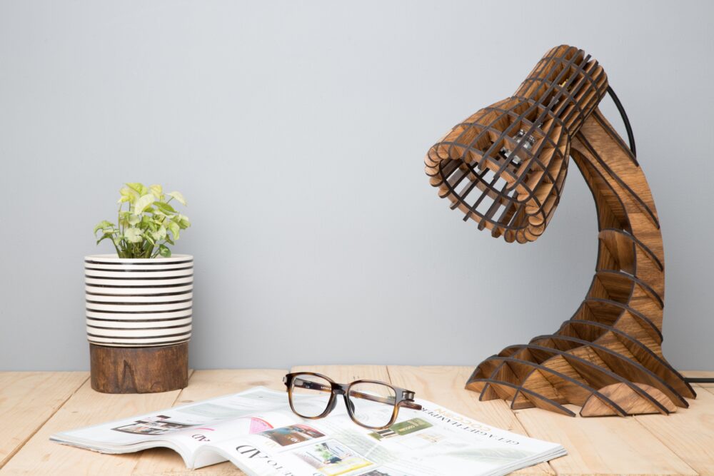 Elegant Handmade Wooden Table Lamp Made With Mango Acacia Bamboo Wood For Home Office Hotel Restaurant Bedroom Living Decoration - Image 3