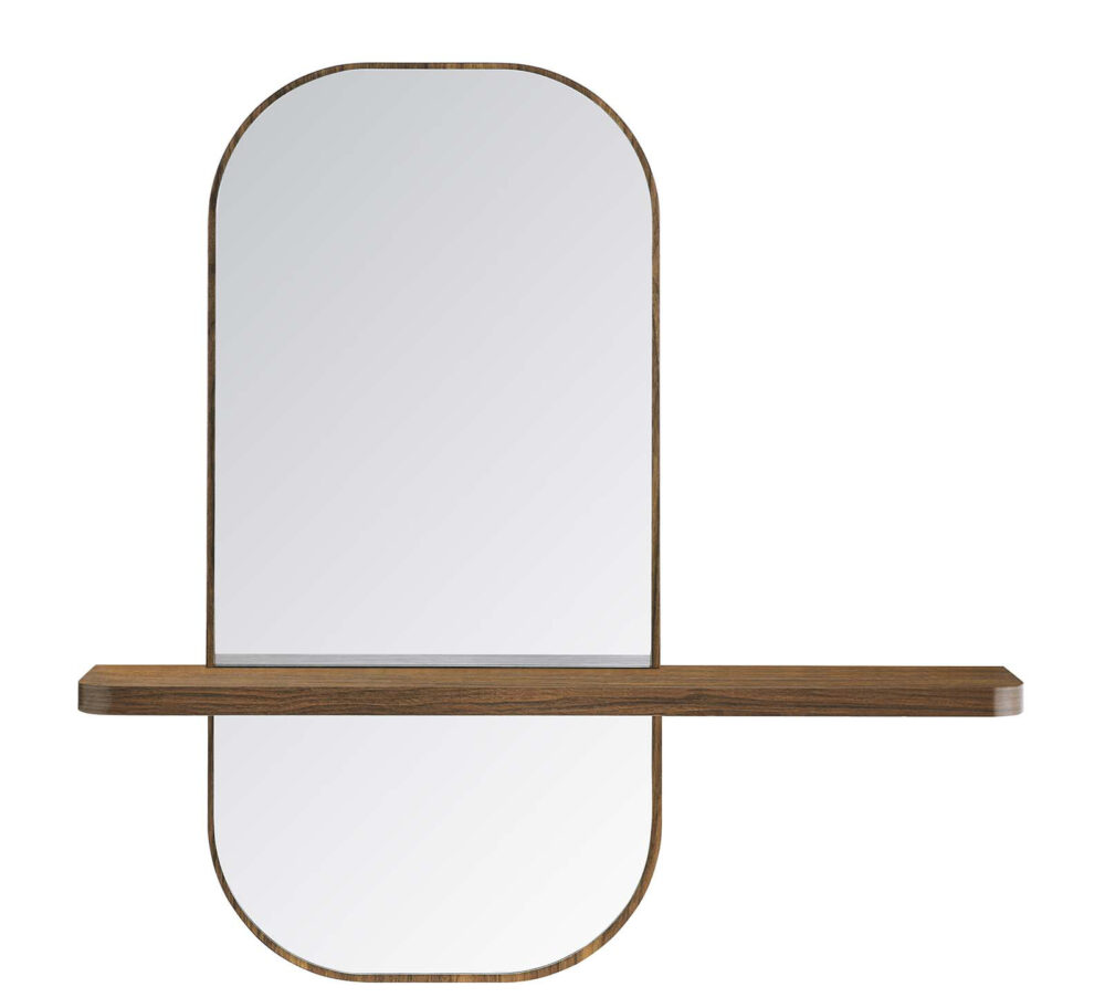 Elegent Rectangular Wall Mirror for Home Decor Room Decor Living Decor Silver Metal Wall Mirror With Wood Rack Luxury Gift Items