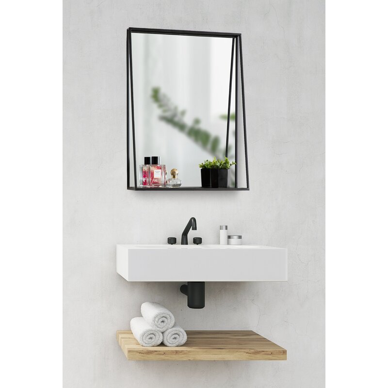 Classy Wall Mirror Round Metal Wall Decor Mirror With Attached Shelf for Home Decor Living and Bathroom Decor Luxury Gift Items