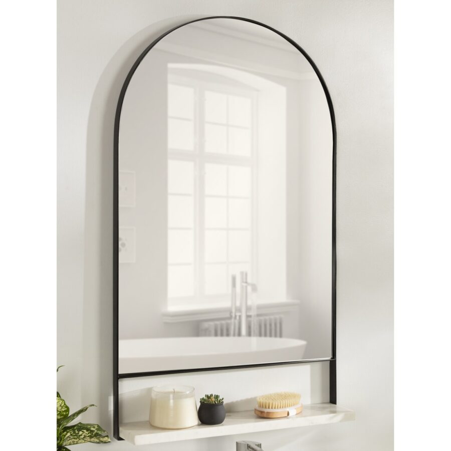 Beautiful Wall Mirror Round Metal Wall Mirrors With Joint Shelf for Home Decor Living and Bathroom Decor Modern Luxury Gift Item