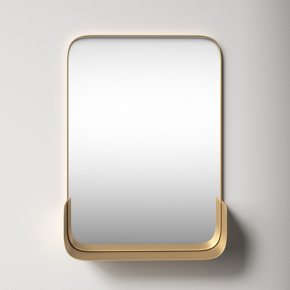 Curved Wall Mirror Round Metal Decorative Wall Mirror With Shelf for Home Decor Living Office or Bathroom Decor Luxury Gift Item