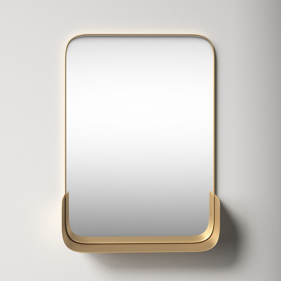 Curved Wall Mirror Round Metal Decorative Wall Mirror With Shelf for Home Decor Living Office or Bathroom Decor Luxury Gift Item