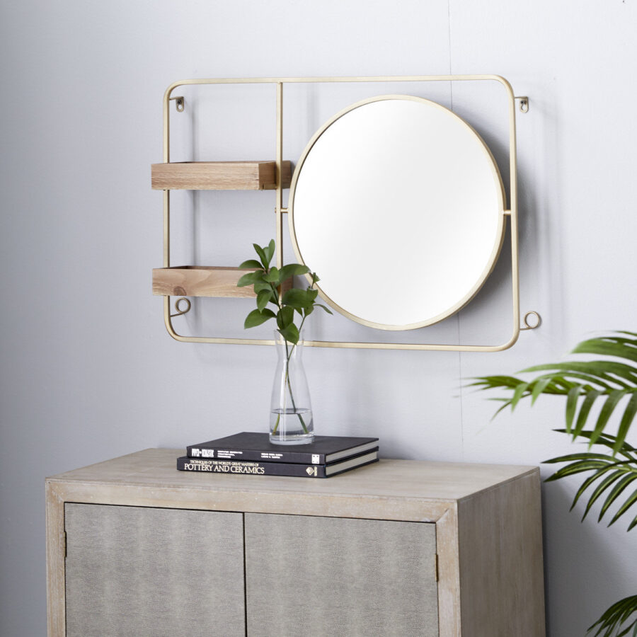 Classy Wall Mirror Beautiful Designed Mirrors With Joint Shelf Home Decor Office Bathroom and Living Decor Luxury Gifting Items