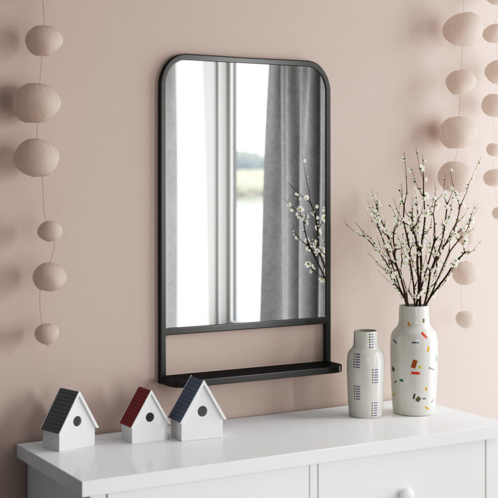 Wall Mirror Round Metal Wall Decor Mirror With Attached Shelf for Home Decor Living and Bathroom Decor Modern Luxury Gift Items - Image 5